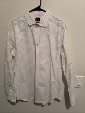 JB Holt Men's White Micro-Print Casual Button-Down Shirt